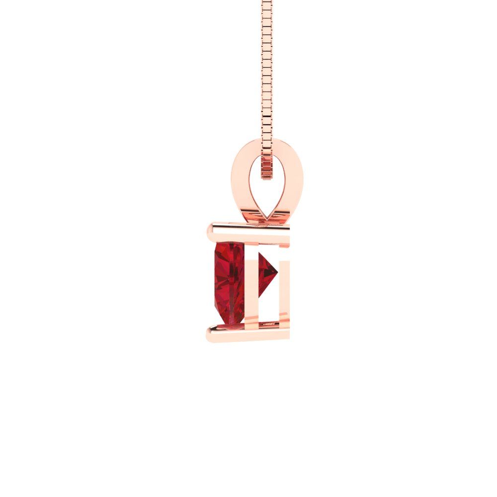 0.5 tcw Necklace Pendant - 14K White Gold Heart Cut Solitaire  Pink Tourmaline - Adjustable Length - 15in Box Chain to 18in