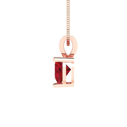 0.5 tcw Necklace Pendant - 14K White Gold Heart Cut Solitaire  Pink Tourmaline - Adjustable Length - 15in Box Chain to 18in