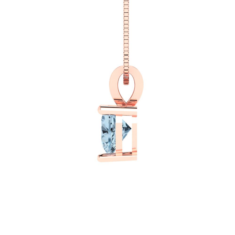 0.5cttw Heart Cut Blue Gold-Plated 925 Silver Pendant and 16" Box-Chain Necklace