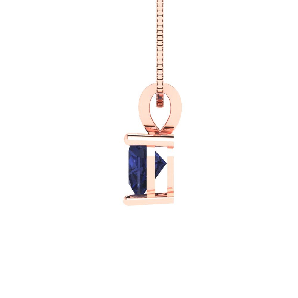 0.5cttw Heart Cut Blue Sapphire Gold-Plated 925 Silver Pendant and 16" Box-Chain Necklace