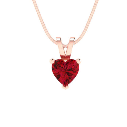 0.5 tcw Necklace Pendant - 14K White Gold Heart Cut Solitaire  Pink Tourmaline - Adjustable Length - 15in Box Chain to 18in