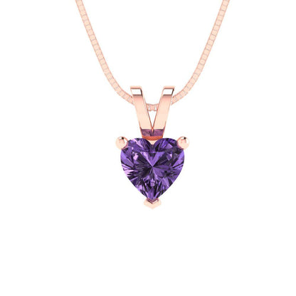 0.5cttw Heart Cut Alexandrite Gold-Plated 925 Silver Pendant and 16" Box-Chain Necklace