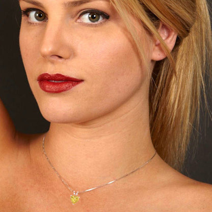 0.5cttw Heart Cut Citrine Gold-Plated 925 Silver Pendant and 16" Box-Chain Necklace