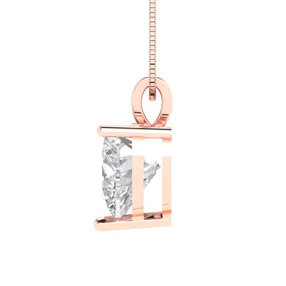 2 tcw Necklace Pendant - 14K White Gold Heart Cut Solitaire  White Sapphire - Adjustable Length - 15in Box Chain to 18in