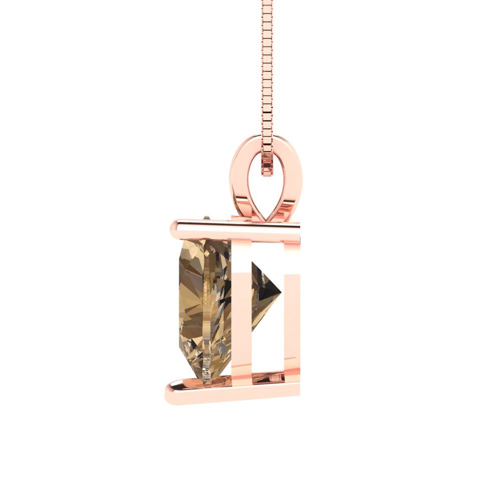 2cttw Heart Cut Champagne Gold-Plated 925 Silver Pendant and 16" Box-Chain Necklace