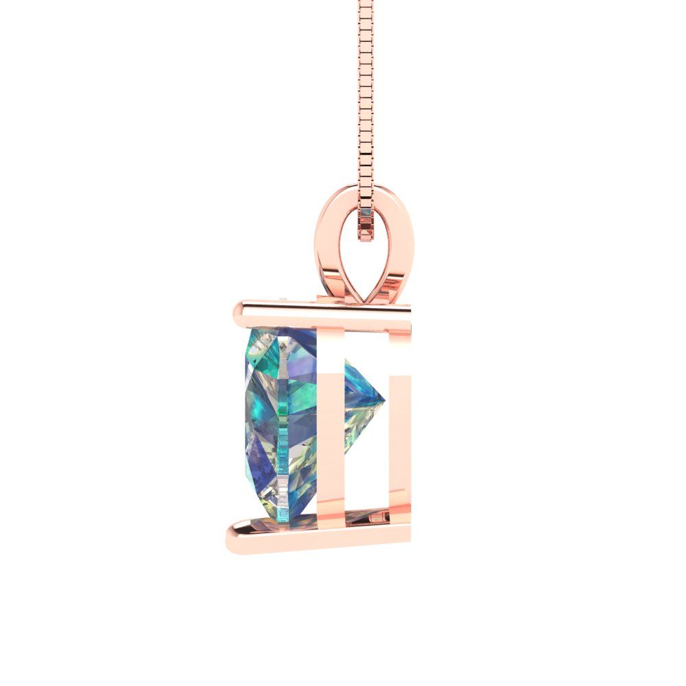 2cttw Heart Cut Blue Moissanite Gold-Plated 925 Silver Pendant and 16" Box-Chain Necklace