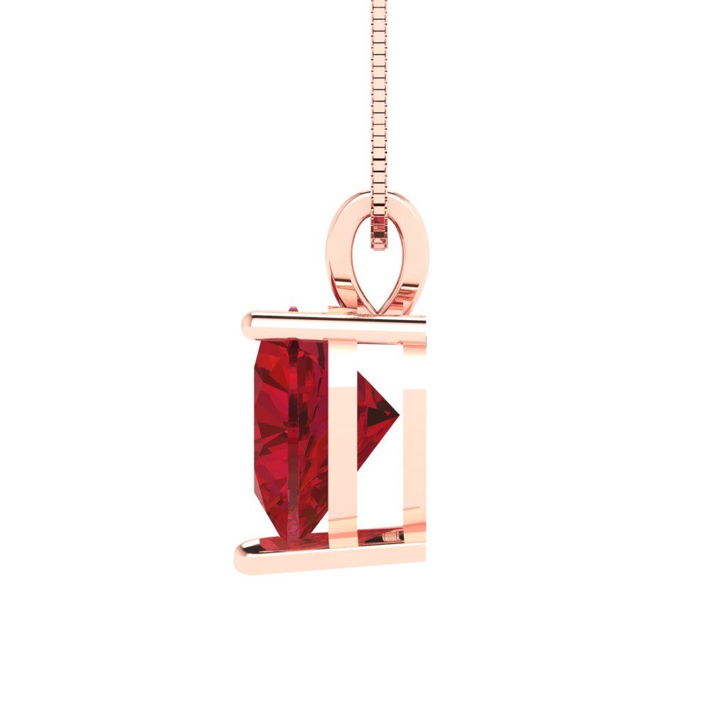 2 tcw Necklace Pendant - 14K White Gold Heart Cut Solitaire  Pink Tourmaline - Adjustable Length - 15in Box Chain to 18in