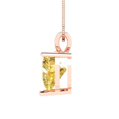 2cttw Heart Cut Citrine Gold-Plated 925 Silver Pendant and 16" Box-Chain Necklace