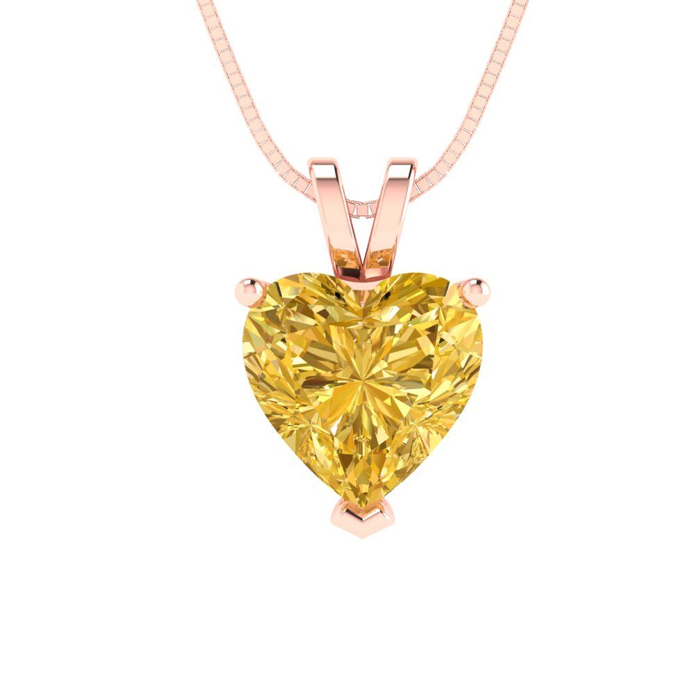 2cttw Heart Cut Citrine Gold-Plated 925 Silver Pendant and 16" Box-Chain Necklace