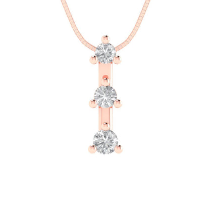 0.21cttw Round Cut Clear Gold-Plated 925 Silver Pendant and 16" Box-Chain Necklace