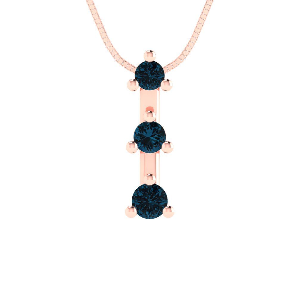 0.21 tcw Necklace Pendant - 14K White Gold Round Cut Charm London - Adjustable Length - 15in Box Chain to 18in
