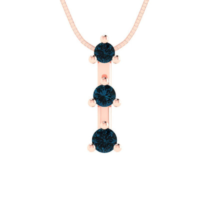 0.21 tcw Necklace Pendant - 14K White Gold Round Cut Charm London - Adjustable Length - 15in Box Chain to 18in
