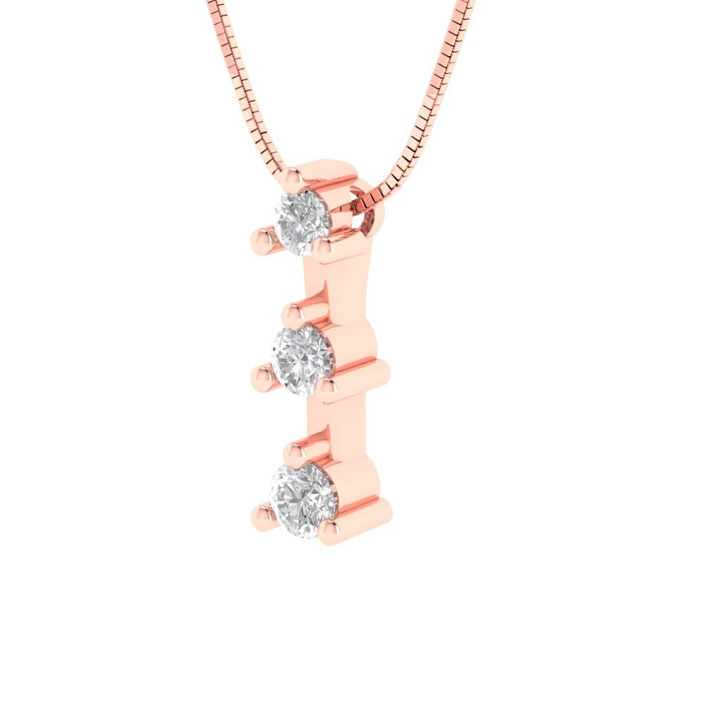 0.21 tcw Necklace Pendant - 14K White Gold Round Cut Charm Moissanite - Adjustable Length - 15in Box Chain to 18in