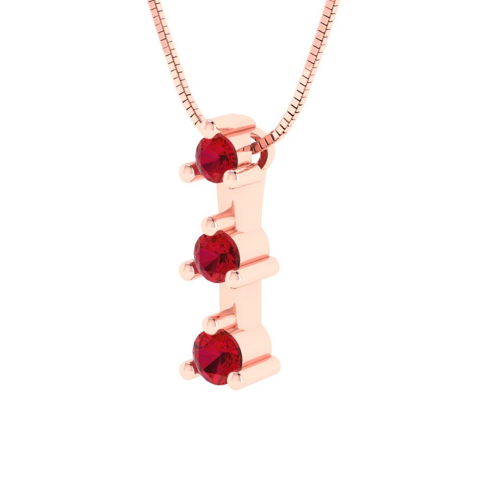 0.21 tcw Necklace Pendant - 14K White Gold Round Cut Charm Pink Tourmaline - Adjustable Length - 15in Box Chain to 18in