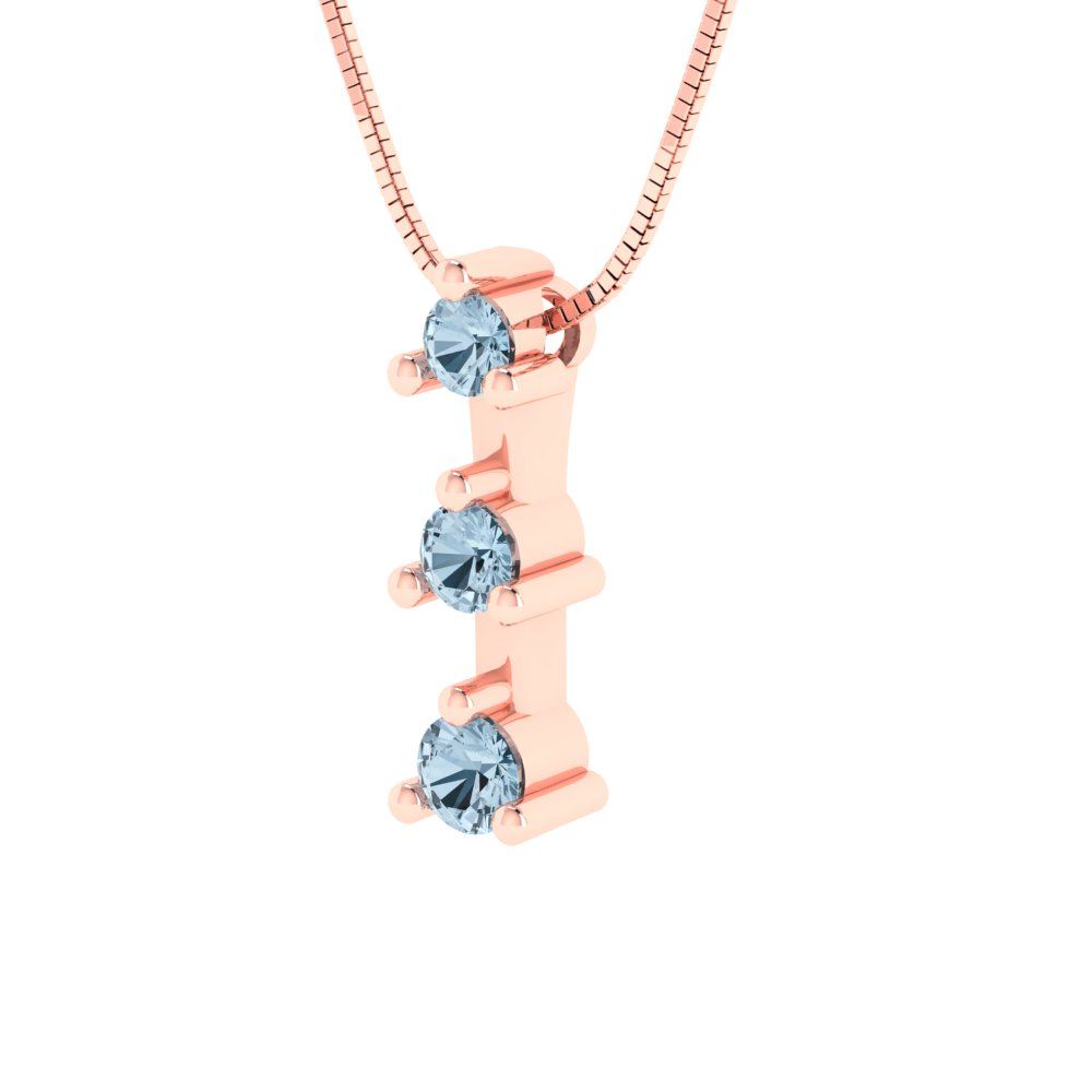 0.21cttw Round Cut Blue Gold-Plated 925 Silver Pendant and 16" Box-Chain Necklace