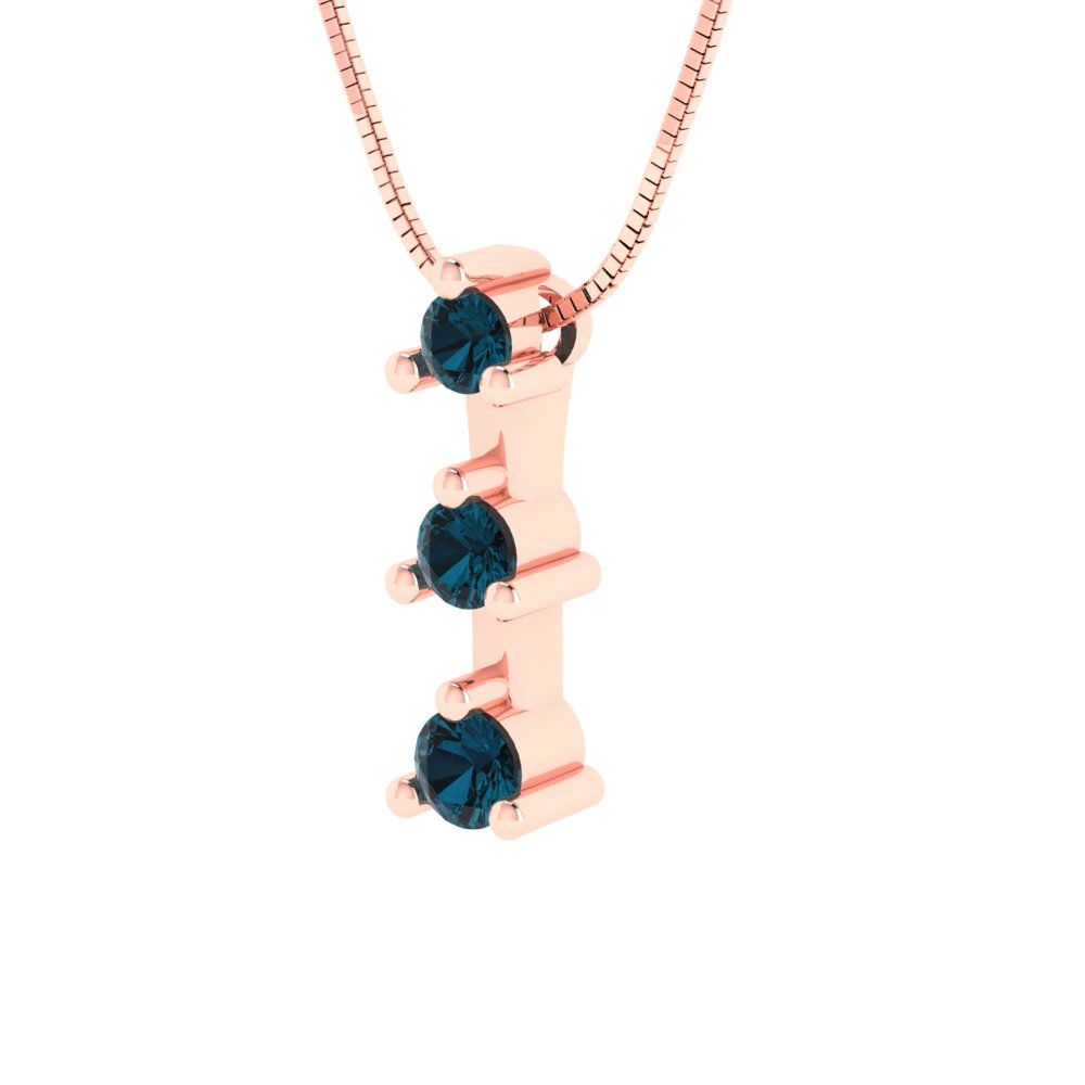 0.21 tcw Necklace Pendant - 14K White Gold Round Cut Charm London - Adjustable Length - 15in Box Chain to 18in