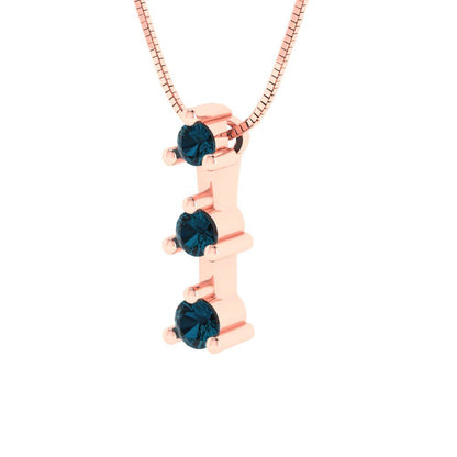0.21 tcw Necklace Pendant - 14K White Gold Round Cut Charm London - Adjustable Length - 15in Box Chain to 18in