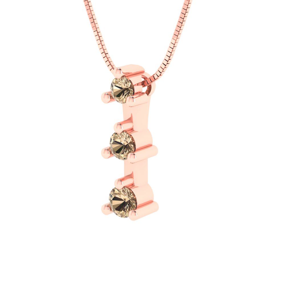 0.21 tcw Necklace Pendant - 14K White Gold Round Cut Charm Yellow Moissanite - Adjustable Length - 15in Box Chain to 18in