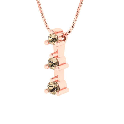 0.21 tcw Necklace Pendant - 14K White Gold Round Cut Charm Yellow Moissanite - Adjustable Length - 15in Box Chain to 18in