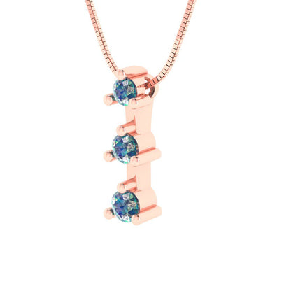 0.21cttw Round Cut Blue Moissanite Gold-Plated 925 Silver Pendant and 16" Box-Chain Necklace