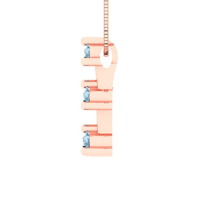0.21cttw Round Cut Aquamarine Gold-Plated 925 Silver Pendant and 16" Box-Chain Necklace