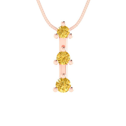 0.21cttw Round Cut Citrine Gold-Plated 925 Silver Pendant and 16" Box-Chain Necklace