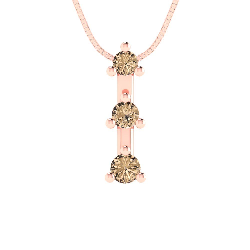 0.21 tcw Necklace Pendant - 14K White Gold Round Cut Charm Yellow Moissanite - Adjustable Length - 15in Box Chain to 18in
