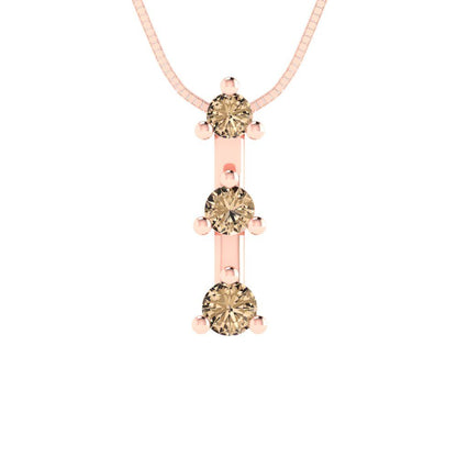 0.21 tcw Necklace Pendant - 14K White Gold Round Cut Charm Yellow Moissanite - Adjustable Length - 15in Box Chain to 18in