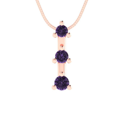 0.21cttw Round Cut Alexandrite Gold-Plated 925 Silver Pendant and 16" Box-Chain Necklace