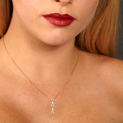 0.21 tcw Necklace Pendant - 14K White Gold Round Cut Charm Yellow Moissanite - Adjustable Length - 15in Box Chain to 18in