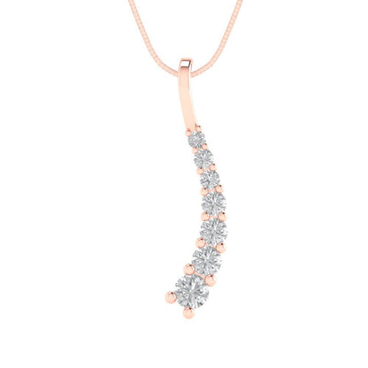 0.465 tcw Necklace Pendant - 14K White Gold Round Cut Charm White Sapphire - Adjustable Length - 15in Box Chain to 18in