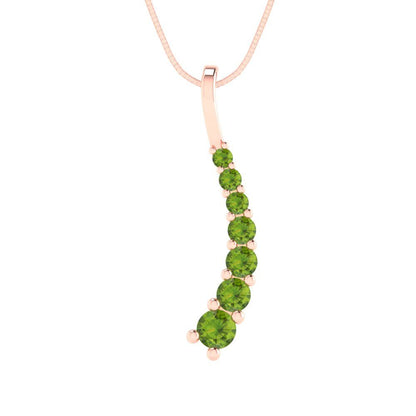 0.465 tcw Necklace Pendant - 14K White Gold Round Cut Charm Peridot - Adjustable Length - 15in Box Chain to 18in