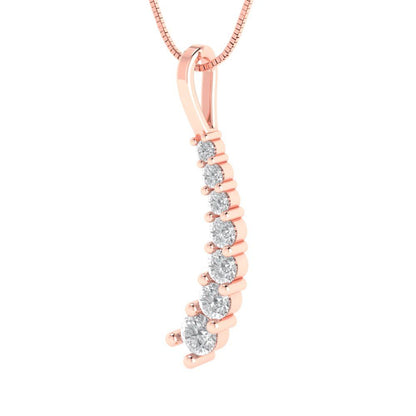 0.465 tcw Necklace Pendant - 14K White Gold Round Cut Charm Moissanite - Adjustable Length - 15in Box Chain to 18in