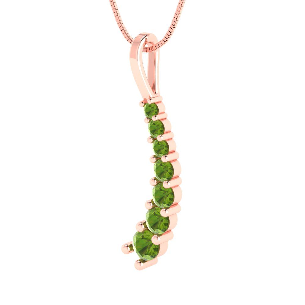 0.465 tcw Necklace Pendant - 14K White Gold Round Cut Charm Peridot - Adjustable Length - 15in Box Chain to 18in