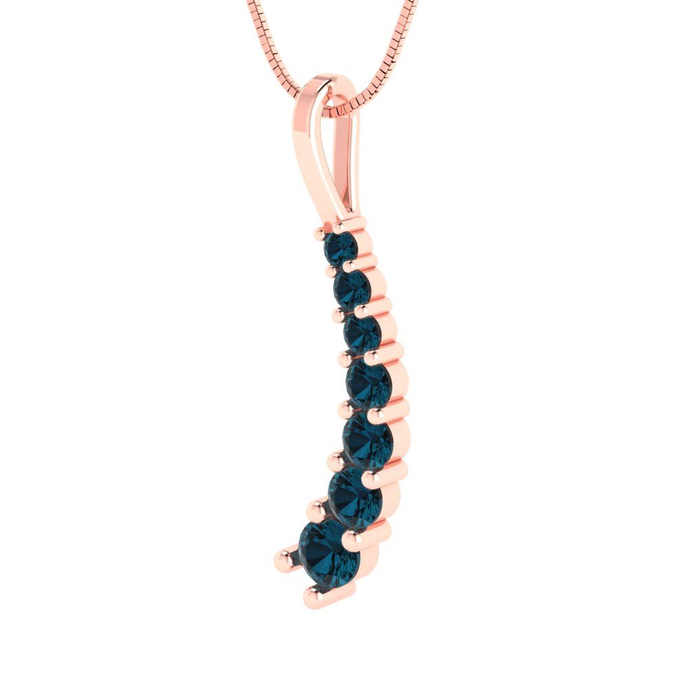 0.465 tcw Necklace Pendant - 14K White Gold Round Cut Charm London - Adjustable Length - 15in Box Chain to 18in
