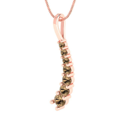 0.465cttw Round Cut Champagne Gold-Plated 925 Silver Pendant and 16" Box-Chain Necklace