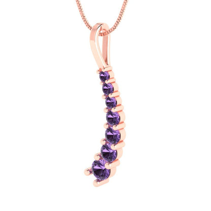 0.465cttw Round Cut Alexandrite Gold-Plated 925 Silver Pendant and 16" Box-Chain Necklace