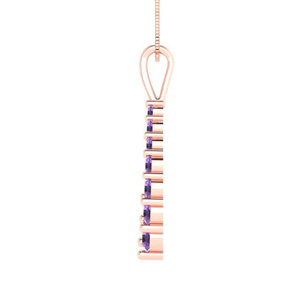 0.465cttw Round Cut Alexandrite Gold-Plated 925 Silver Pendant and 16" Box-Chain Necklace