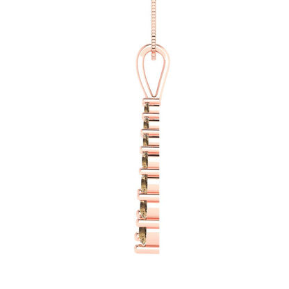 0.465cttw Round Cut Champagne Gold-Plated 925 Silver Pendant and 16" Box-Chain Necklace