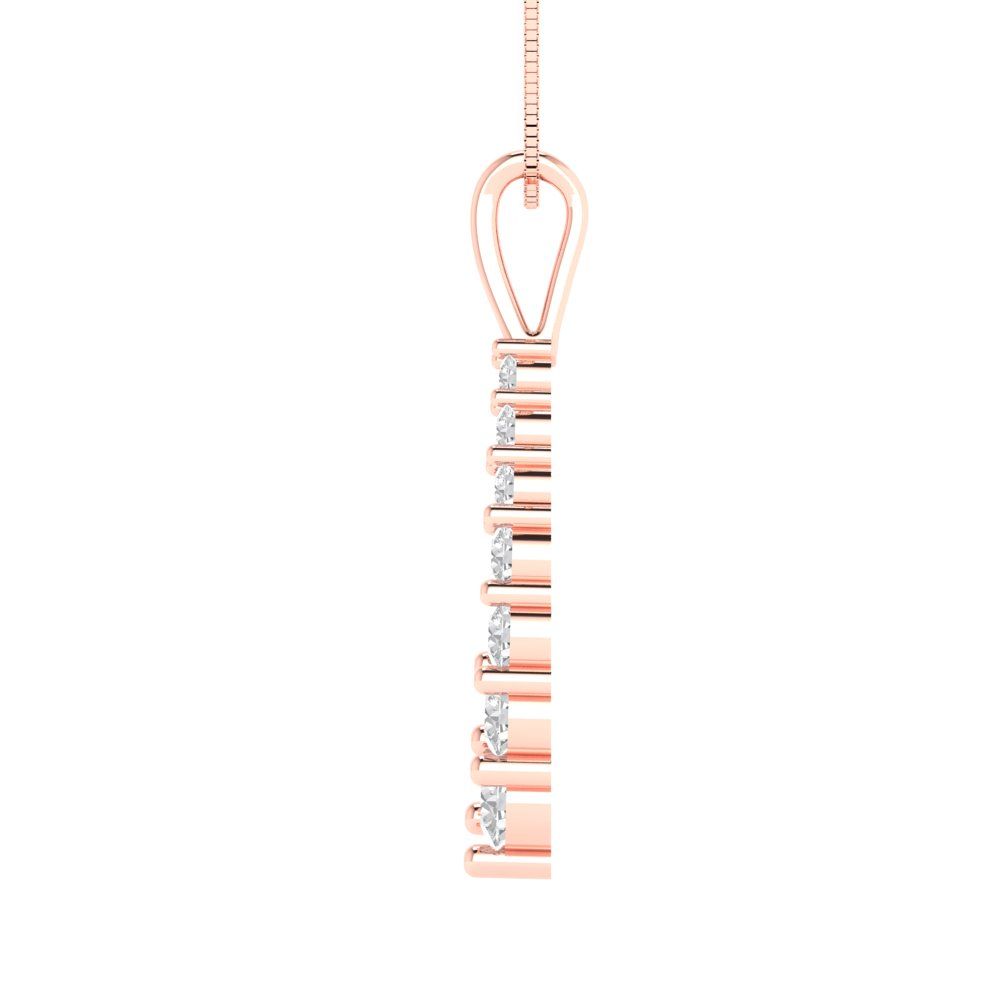 0.465 tcw Necklace Pendant - 14K White Gold Round Cut Charm White Sapphire - Adjustable Length - 15in Box Chain to 18in