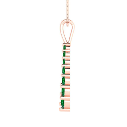 0.465cttw Round Cut Emerald Gold-Plated 925 Silver Pendant and 16" Box-Chain Necklace