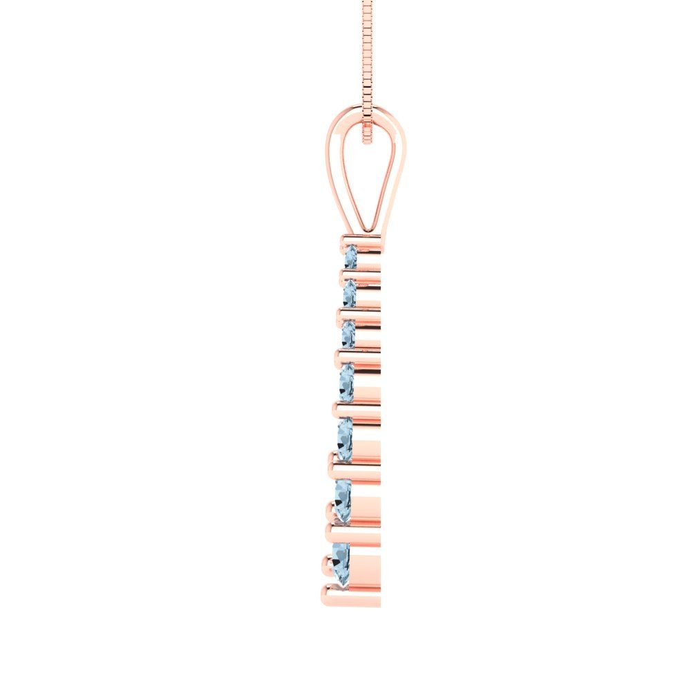 0.465cttw Round Cut Aquamarine Gold-Plated 925 Silver Pendant and 16" Box-Chain Necklace
