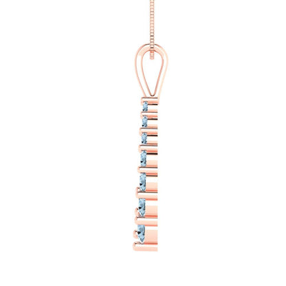 0.465cttw Round Cut Aquamarine Gold-Plated 925 Silver Pendant and 16" Box-Chain Necklace
