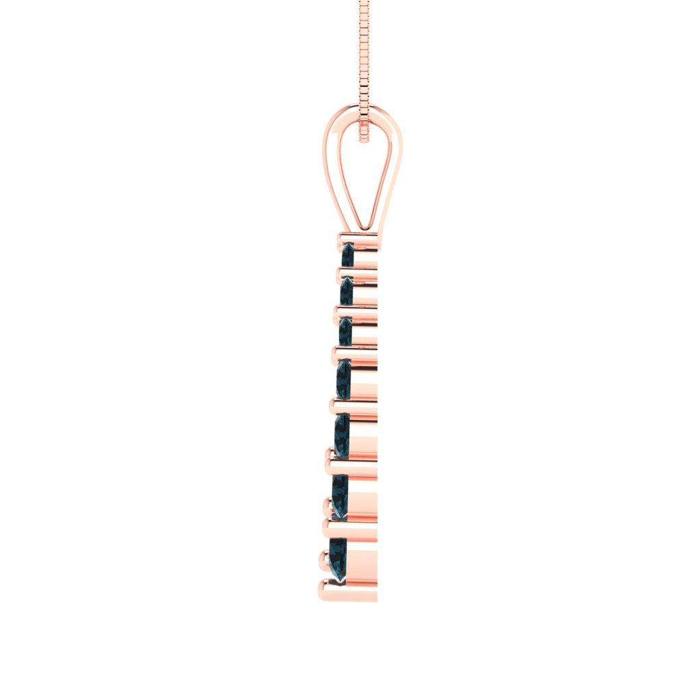 0.465 tcw Necklace Pendant - 14K White Gold Round Cut Charm London - Adjustable Length - 15in Box Chain to 18in