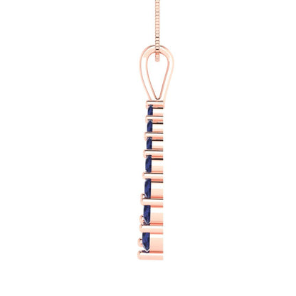 0.465 tcw Necklace Pendant - 14K White Gold Round Cut Charm Bluesapphire - Adjustable Length - 15in Box Chain to 18in