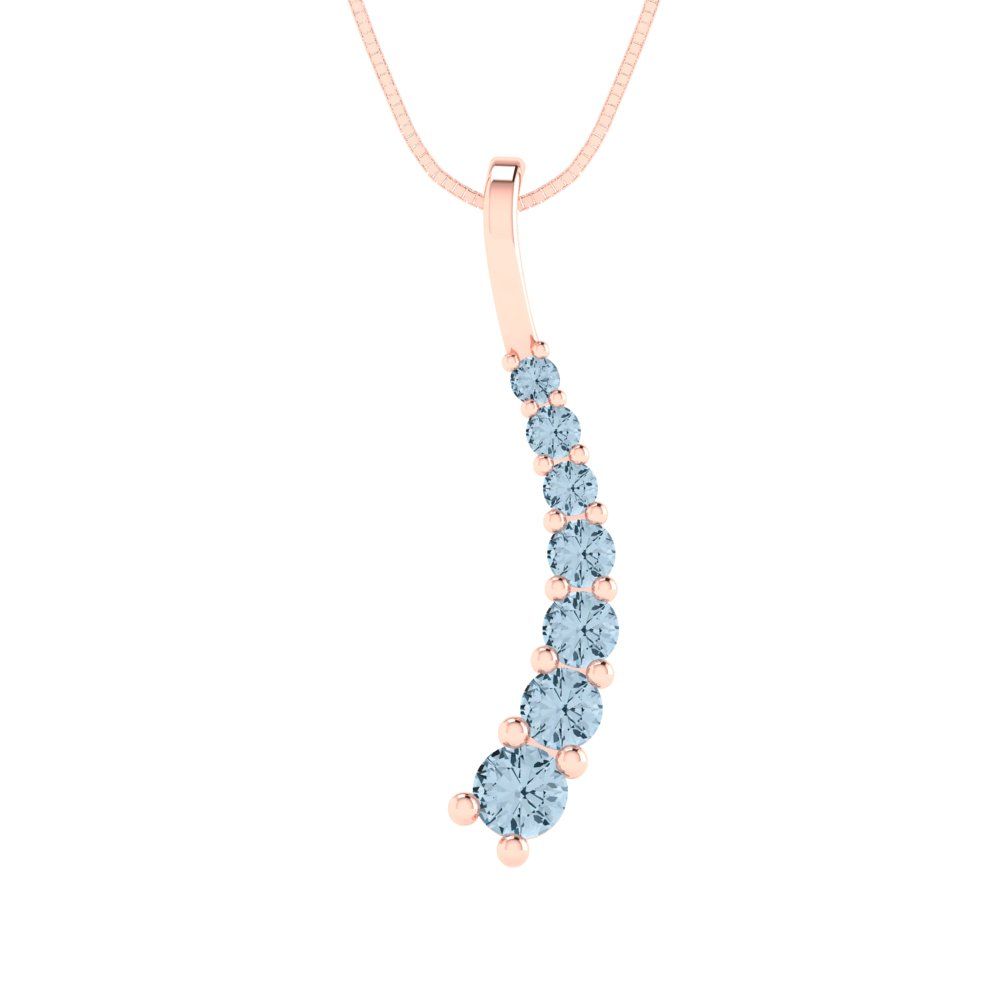0.465cttw Round Cut Blue Gold-Plated 925 Silver Pendant and 16" Box-Chain Necklace