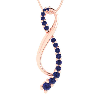 0.465 tcw Necklace Pendant - 14K White Gold Round Cut Charm Tanzanite - Adjustable Length - 15in Box Chain to 18in