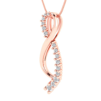 0.465 tcw Necklace Pendant - 14K White Gold Round Cut Charm Zirconia Diamond - Adjustable Length - 15in Box Chain to 18in