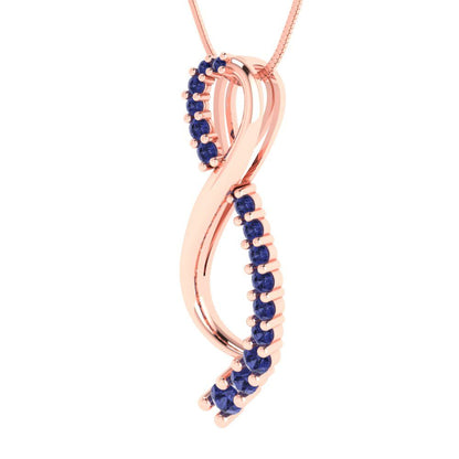 0.465 tcw Necklace Pendant - 14K White Gold Round Cut Charm Tanzanite - Adjustable Length - 15in Box Chain to 18in