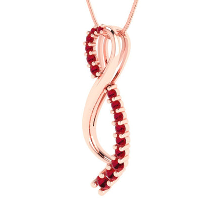 0.465 tcw Necklace Pendant - 14K White Gold Round Cut Charm Pink Tourmaline - Adjustable Length - 15in Box Chain to 18in